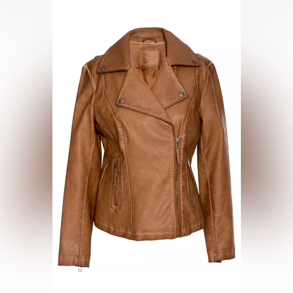 Max Studio Jacket Women’s Medium Motorcycle Carmel Medium
